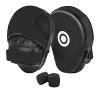 Boxing Pads Curved Focus Mitts, PU Leather Kara Hook and jab Training Pads, Adjustable Strap, MMA Muay Thai Boxing Pads for Training, Punch Focus Mitts, Hand Pads Sparring Gear, Strike Shield(Black)