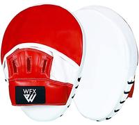 Boxing Pads Focus Mitts Leather Hook and Jab Punch Bag Target Training Curved Strike Shield Hand Muay Thai Pad MMA Martial Arts Gloves (Red)
