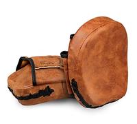 Boxing Pads MMA Focus Mitts, Retro PU Leather Focus Pads, Curved Hook And Jab Target Hand Pads for MMA, Martial Arts, Kickboxing, Karate Training, Padded Punching, Coaching Strike Shield,Brown