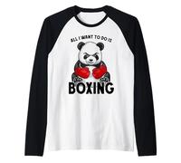 Boxing Panda All I Want to Do is Cute Bear Boxer Raglan Baseball Tee