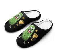 Boxing Pickle Winner Men's House Slippers Memory Foam Washable Cotton Slip on Home Shoes