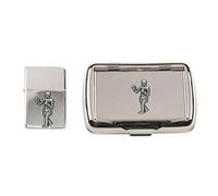 Boxing Polished Chrome Tobacco tin and stormproof Petrol Lighter