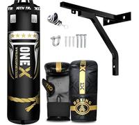 Boxing Punch Bag Filled 4ft Heavy Duty Boxing Punching bag set, Wall Bracket Punching Gloves, Kickboxing MMA Grappling Muay Thai Karate BJJ, Adult Home Gym Fitness