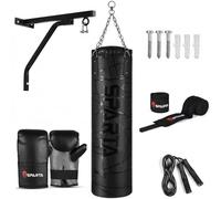 Boxing Punch Bag Filled 5ft 4ft 3ft Heavy Duty Punching Bag Set, Wall Bracket Punching Gloves Steel Chain, Kickboxing MMA Grappling Muay Thai Karate BJJ, Adult Home Gym Fitness (5FT)