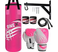 Boxing Punch Bag Heavy Target Pucnhing Training Bag Kickboxing Muay Thai Wall Bracket Chain Filled Set 1pair Kids Punching Gloves MMA Muay Thai Martial Arts 2FT Kids Boxing Gift Set (Pink)