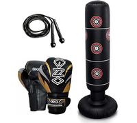 Boxing Punch Bag Inflatable Free Standing Kids & Adult Punching, Martial Arts, MMA, Kickboxing Pedestal, Home Gym Christmas Training Equipment (WITH 4OZ GOLD 2023)