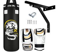 Boxing Punch Bag Set 3ft Filled Heavy Duty Training Bag with Wall Bracket & Gloves Kickboxing, MMA, Muay Thai, Karate, BJJ Adult Home Gym Fitness Equipment onex