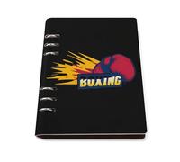 Boxing Refillable Notebook 6 Ring Binder Foldable Loose-Leaf Notebooks A5 Planner Book with 90 Sheets Paper