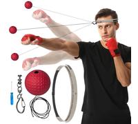 Boxing Reflex Ball Headband Set - Precision Punching Trainer | Speed-Reaction Coordination Tool, Adjustable Elastic Boxing Ball Gear, Lightweight Impact-Absorbing Training Accessory, Suitable For M