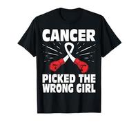 Boxing Ribbon Lung Cancer - Cancer Picked The Wrong Girl T-Shirt