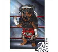 Boxing Rottweiler Dog 1000 Pieces Jigsaw Puzzle Stressful Workers Anxiety Relief Cognitive Training Home Leisure 70x50cm/1000pcs