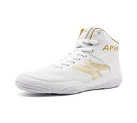 Boxing Shoes for Men, Synthetic Breathable High-Top Wrestling Ankle Boots for Workout, Training, Competition,White,8.5 UK