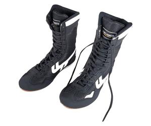 Boxing Shoes High Top Training Wrestling Shoes Long Boots Boxing Shoes Competition Training Trainers Men Black White Sole, black, 9 UK