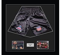 Boxing Shorts Display Case 28 x 30 Inch | 3D Shadow Box Frame for Signed Fight Trunks with 2 Photo Openings and Title Memorabilia Presentation | Black Mount - Black Frame | Made in UK