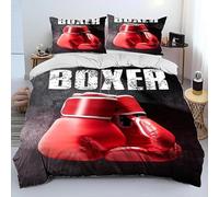 Boxing Single Duvet Cover Set Boxing Bedding Set Soft Comfy Microfiber 3D Print Sports Quilt Cover 135x200 + 2 Pillowcases with Zipper, d3205