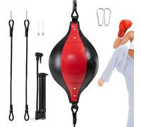 Boxing Speed Bag - Punching Training Ball | Adjustable PU Leather Double End Punching Bag for Core Training Coordination Fitness Gym Exercise Home Workout