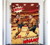 Boxing Theme Party Decorations Backdrop Boxer Face Take Photo Booth Prop Supplies Men Boys Happy Birthday Banner Photograph Background