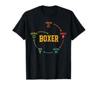 Boxing Train Punch Defend Win Repeat Boxer Training Mindset Value Graphic T-Shirt, Men, Black, XL