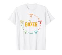 Boxing Train Punch Defend Win Repeat Boxer Training Mindset Value Graphic T-Shirt, Men, White, M