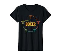 Boxing Train Punch Defend Win Repeat Boxer Training Mindset Value Graphic T-Shirt, Women, Black, L