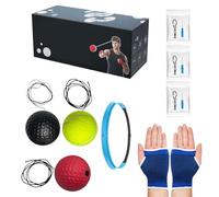 Boxing Training Boxing Reflex Ball Set with Headband, Boxing Speed Training Set Boxing Ball with Headband, Head Boxing Ball with Hand Wraps for Children to Improve Hand Eye Coordination