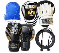 Boxing Training Kit Punching Pads and Gloves Set with Jump Rope and Carry Bag Ideal for Home Workouts, Kickboxing, Muay Thai, and MMA Fitness Training (White/Black)