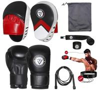 Boxing training punching boxing gloves and focus pads sparing set inc Free mesh carrying bag + skipping rope and reflex ball