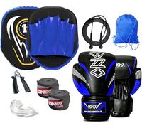 Boxing Training Set for Men & Women - Complete Fitness & Sparring Kit for Kickboxing, MMA, Muay Thai & Martial Arts - Ideal for Home Workouts, Strength & Cardio Training (Blue/Black)