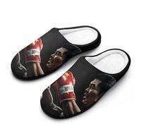 Boxing U.S. VS China Cotton Women's Slip-on Slippers Winter Warm House Shoes with Rubber Sole for Home Office Hotel