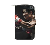 Boxing U.S. VS China Women's Leather Wallets Compact Long Clutch Purse for Work Travel Daily Use