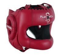 Boxing Ultimate Leather Full Face Bar Head Guard - All Maroon (S/M)