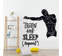 Boxing wall decal Boxing quotes stickers Train eat sleep repeat gym Wall Sticker vinyl bedroom Living room Decor Decals 42X38cm
