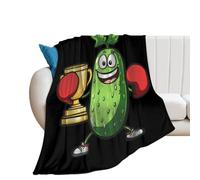 Boxing Winner Pickle 250GSM Flannel Throws Blanket Lightweight Warm Fleece Knee Blankets for Bed Sofa 30"*40"(76 * 100cm)