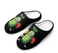 Boxing Winner Pickle Men's Cotton Slippers Winter Warm Slip-on House Shoes with Anti-Skid Rubber Sole 13-14(46-47)