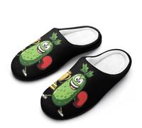 Boxing Winner Pickle Women's Cotton Slippers Winter Warm Slip-on House Shoes with Anti-Skid Rubber Sole 7-8(39-40