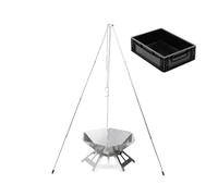 BOXIO - Fire: Stainless Steel Fire Bowl with Grill - Octagon Fire Pit Outdoor & Camping Grill, Small Fire Bowl with Spark Protection, Mini Fire Barrel & Fire Basket for Garden & Campfire (Fire Bundle)