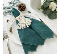 BOXIZ 50pcs Christmas Green Gauze Cotton Napkin Reusable Tea Towel Wedding Party Table Decor Retro Burrs napkins 17 x17 inches