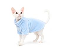 BOXIZ Cat Sweater for Hairless and Maine Coon Cats - Autumn and Winter Cat Outfit, Turtleneck - Blue M