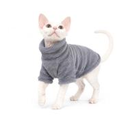 BOXIZ Turtleneck Sweater for Hairless Cats and Maine Coon Cats, Autumn and Winter Turtleneck Cat Clothes - Gray XXL