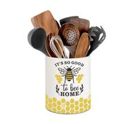 BOXJINCO Bee Kitchen Decor, 6.5inch Ceramic Utensil Holder with Bee Design, Rustic-Style Indoor Kitchen Utensil Storage Rack, Ideal for Spoon Storage and Cooking Tools, Gift for Kitchen Organizers