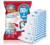 BoxLegend Vacuum Storage Bags 15 Pack Space Saving Bags Thicker Type 80mm 1XXL + 2XL+ 5L + 5M + 2S Double Zip Seal & Leak Valve Reusable for Clothes Comforters Bedding Pillow