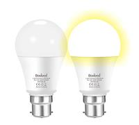 Boxlood Dusk Till Dawn Light Bulbs, 3000K Warm White, 9W 60W Equivalent, B22 Energy Saving Light Bulbs, for Yard Porch Patio Garden, 2Pack