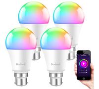 Boxlood Smart Bayonet Light Bulb, 4 Packs RGB Color Changing LED Light Bulb Work with Alexa Echo Google Home, 60W Equivalent, Dimmable 2700K-6500K Warm to Cool White, No Hub Required