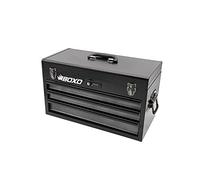 Boxo USA Heavy-Duty 3-Drawer Steel Tool Box - Portable Hand Carry Toolbox Organizer with Ball Bearing Slides & Secure Key & Digital Lock System (Black)