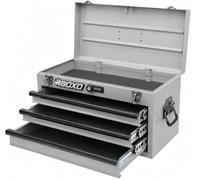 Boxo USA Heavy-Duty 3-Drawer Steel Tool Box - Portable Hand Carry Toolbox Organizer with Ball Bearing Slides & Secure Key & Digital Lock System (Nardo Gray)