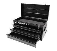 Boxo USA Heavy-Duty 3-Drawer Steel Tool Box - Portable Hand Carry Toolbox Organizer with Ball Bearing Slides & Secure Key & Digital Lock System (Black)