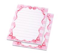 BOXOB 100 Pages 2pcs Pink Bow Notebook, Coquette Bow Notepad Cute Notebook Aesthetic Lined Adorable Notepad Home Classroom Office Supplies for Women Girls