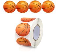 BOXOB 1000pcs 2 Rolls Basketball Stickers, Self-Adhesive Sports Ball Theme Decals Decorative Basketball Seal Stickers for Birthday School Classroom Party Supplies
