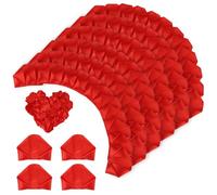 BOXOB 100pcs Premade Satin Ribbon Rose Petals, Half-Finished Artificial Rose Petals for DIY Eternal Flowers Bouquets & Floral Art Perfect for Weddings Birthdays Anniversaries (Red)