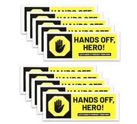 BOXOB 10pcs Do Not Touch Vinyl Stickers, 8.7x3.1in Creative Hands Off Hero Decal Self-Adhesive Warning Signs for Display Items, Personal Belongings, Delicate Items, Business & Facilities